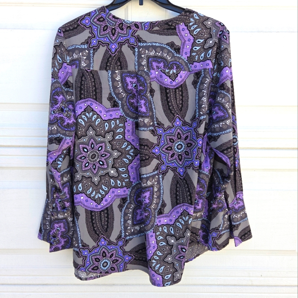 D& Co Purple and Gray  Blouse - Picture 7 of 7